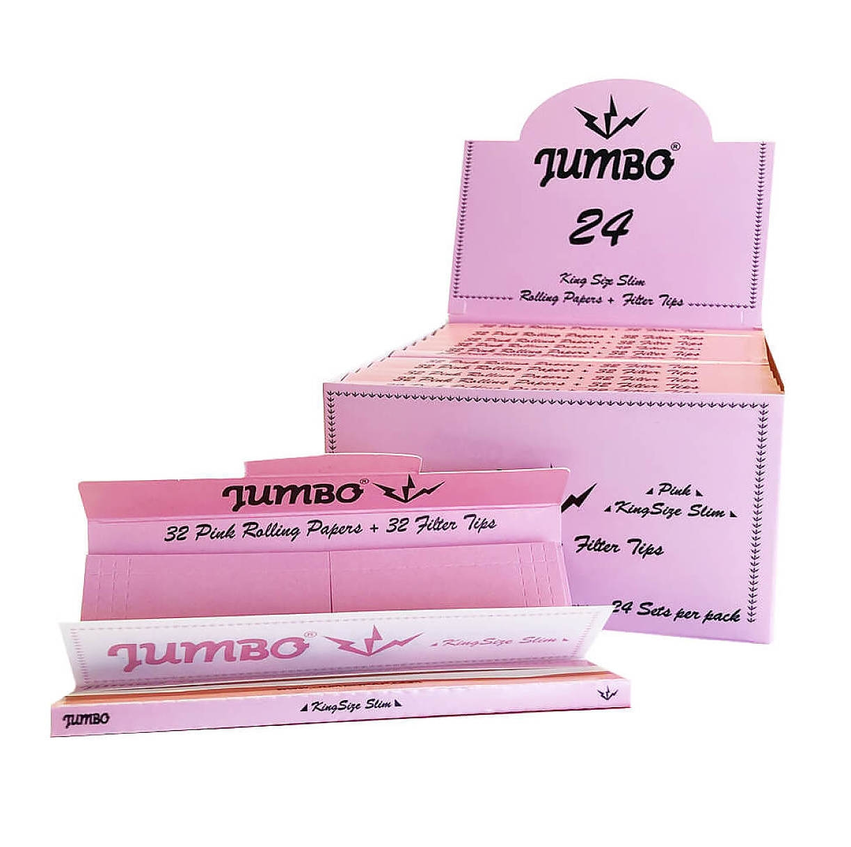 Teken een foto Indiener Explosieven JUMBO KINGSIZE SLIM ROZE rolling paper + TIPS BOX/24 | Smokediscounter